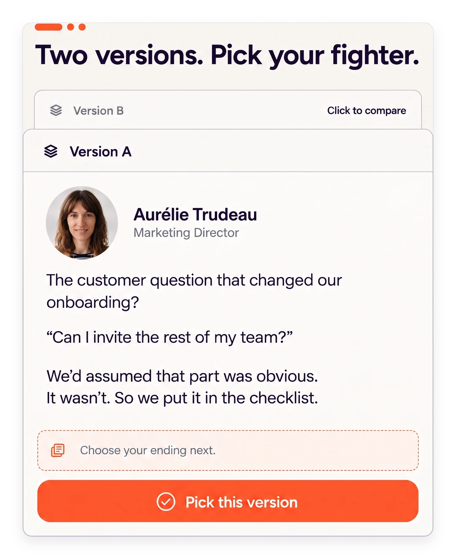 Riff: two versions of the post in Aurélie Trudeau’s voice. Pick one.